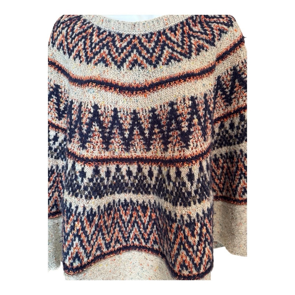 anthropologie Sleeping On Snow Midland Nordic Fair Isle Poncho Sweater M/L